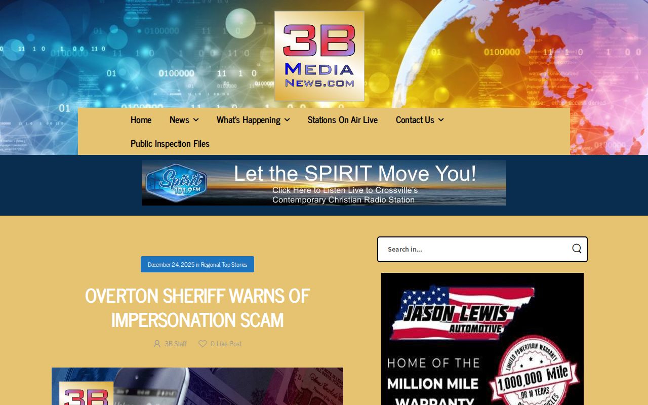 Overton County warrant phone-scam safety report